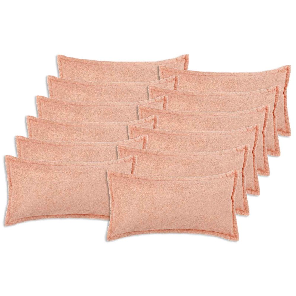 vidaXL Kuddöverdrag 12 st HOUTEN Rosa 40 x 80 cm Bouclé