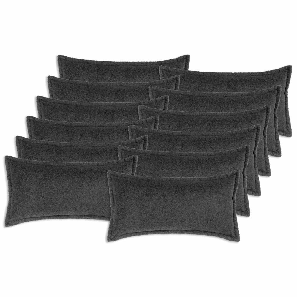 vidaXL Kuddöverdrag 12 st HOUTEN Mörkgrå 40 x 80 cm Bouclé