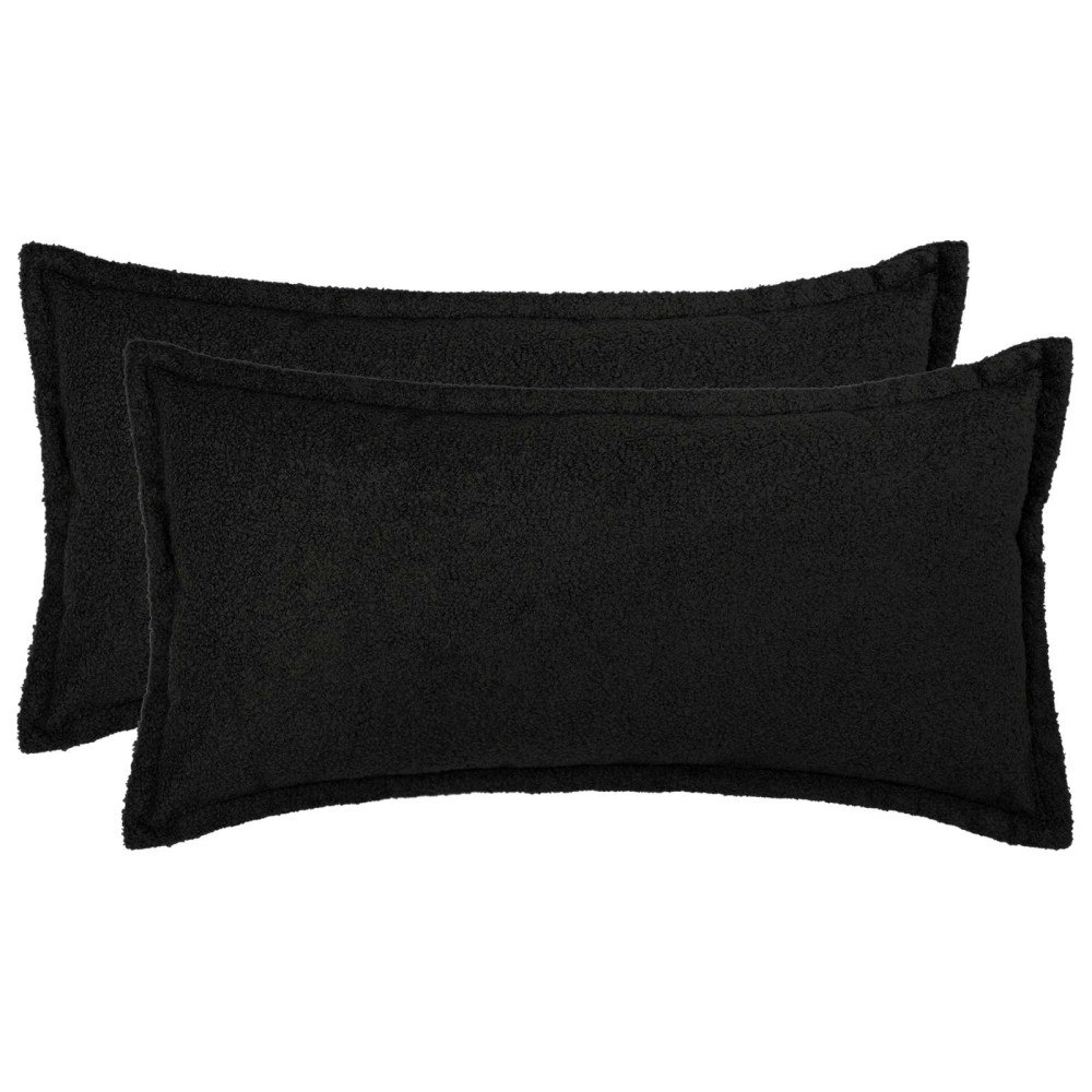 vidaXL Kuddöverdrag 2 st HOUTEN Svart 40 x 80 cm Bouclé