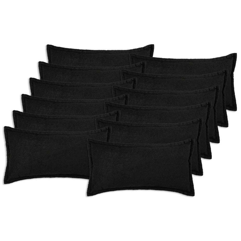 vidaXL Kuddöverdrag 12 st HOUTEN Svart 40 x 80 cm Bouclé