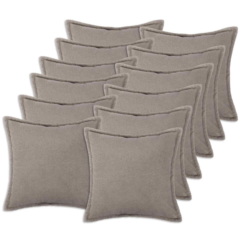 vidaXL Kuddöverdrag 12 st HOUTEN Ljusgrå 45 x 45 cm Bouclé