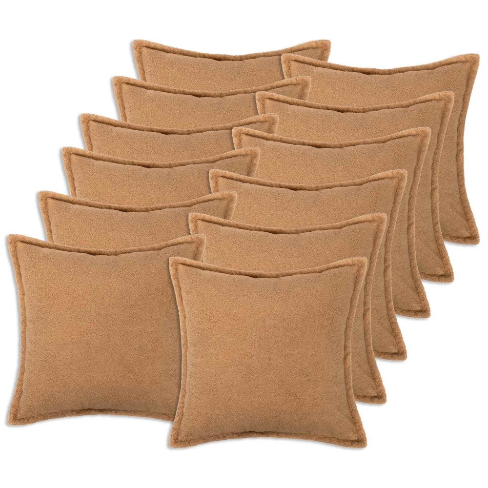 vidaXL Kuddöverdrag 12 st HOUTEN Beige 45 x 45 cm Bouclé