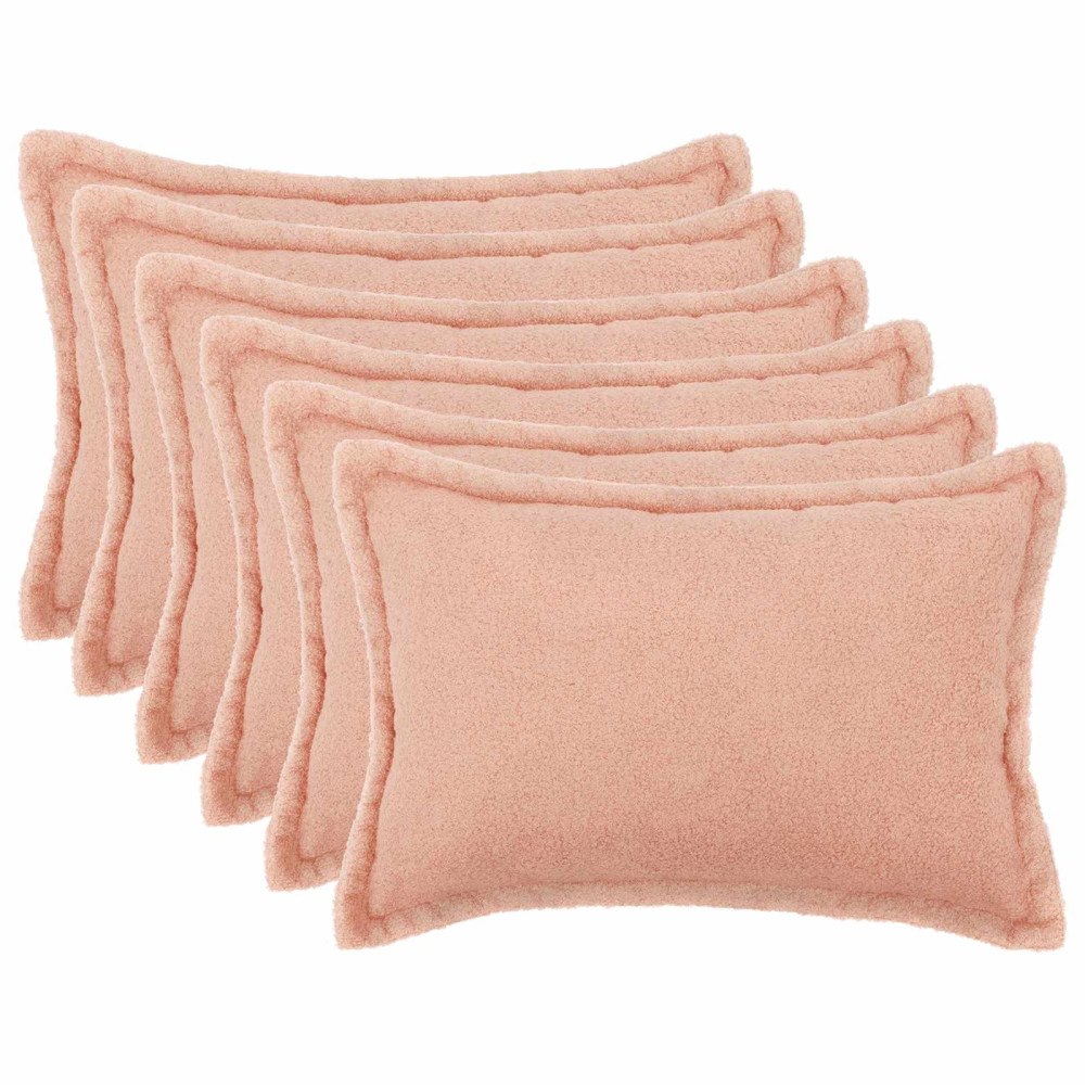 vidaXL Kuddöverdrag 6 st HOUTEN Rosa 50 x 75 cm Bouclé