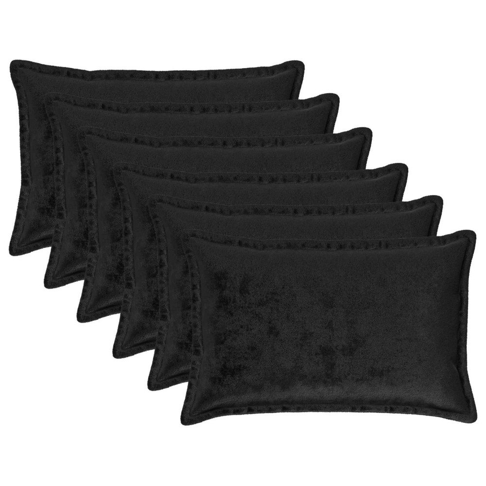 vidaXL Kuddöverdrag 6 st HOUTEN Svart 50 x 75 cm Flanell