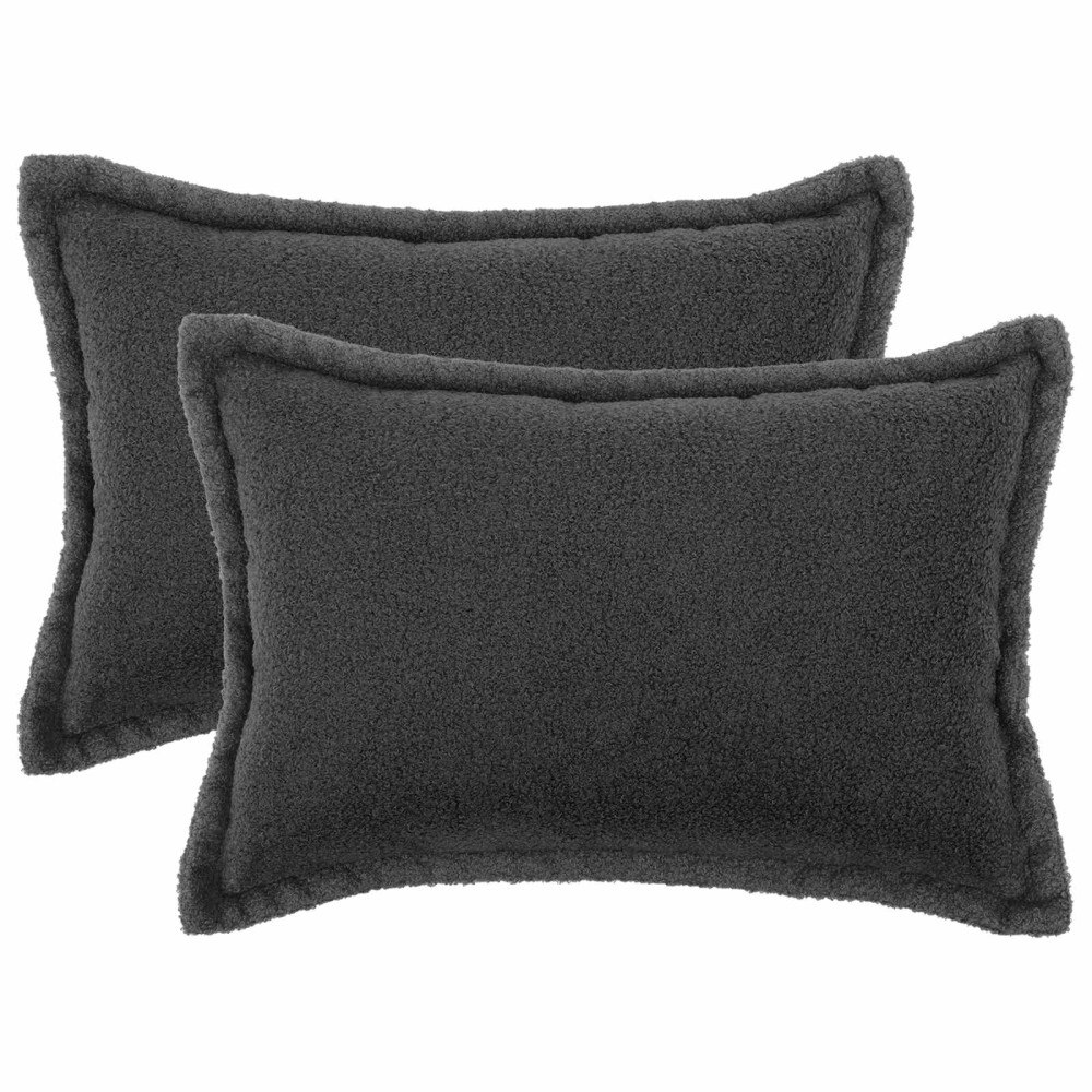 vidaXL Kuddöverdrag 2 st HOUTEN Mörkgrå 50 x 80 cm Bouclé