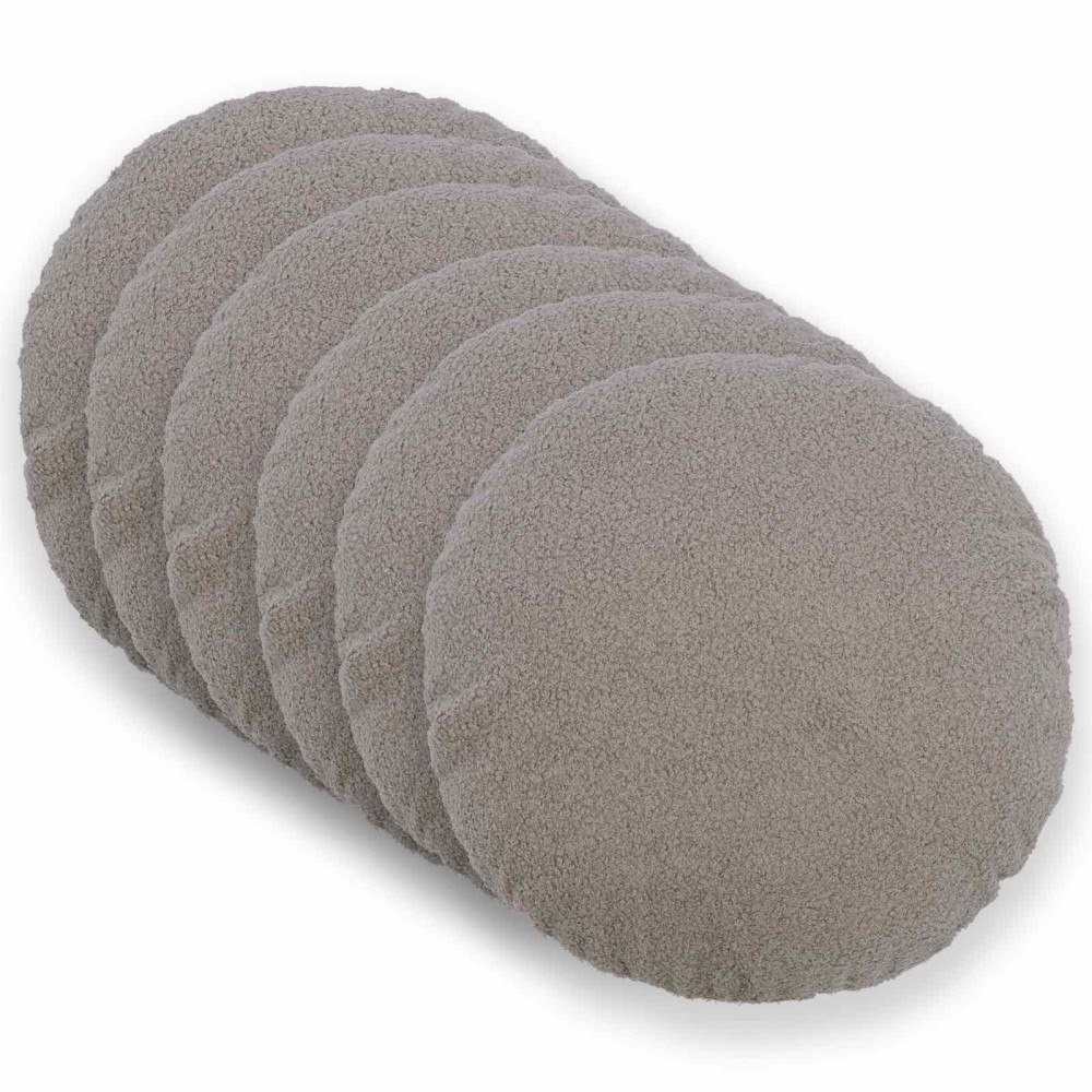 vidaXL Kuddöverdrag 6 st HEERLEN Ljusgrå Ø 40 cm Bouclé
