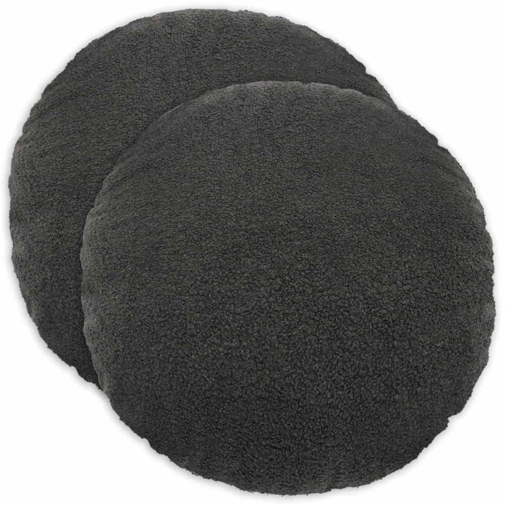 vidaXL Kuddöverdrag 2 st HEERLEN Mörkgrå Ø 40 cm Bouclé