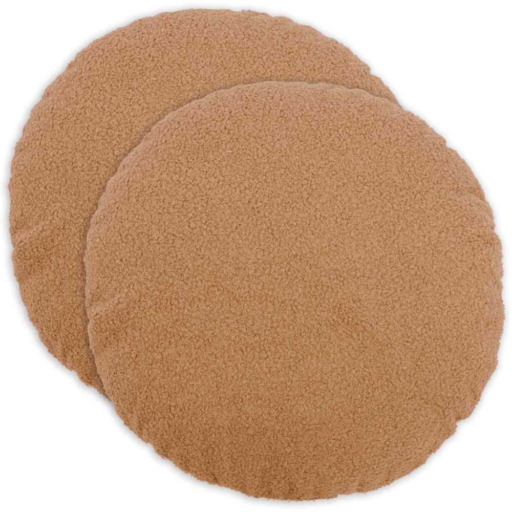 vidaXL Kuddöverdrag 2 st HEERLEN Beige Ø 40 cm Bouclé