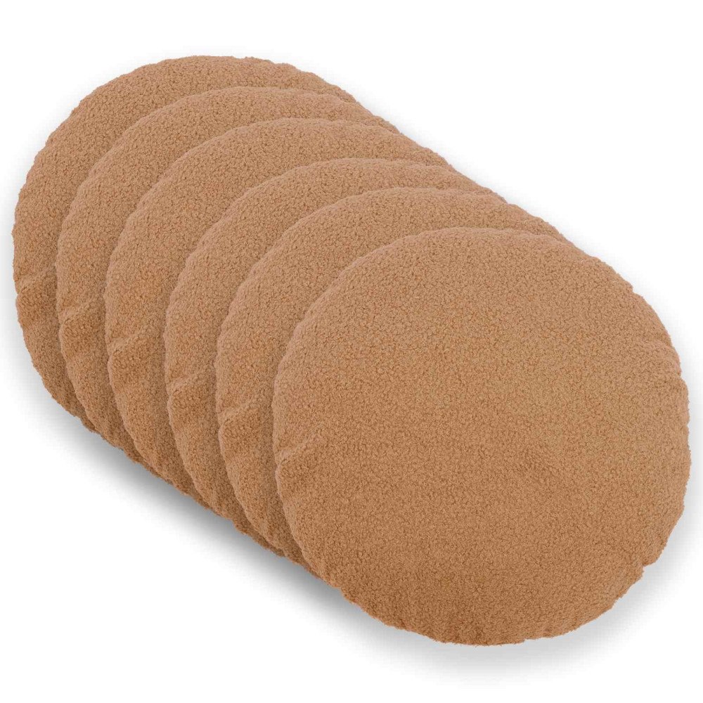 vidaXL Kuddöverdrag 6 st HEERLEN Beige Ø 40 cm Bouclé