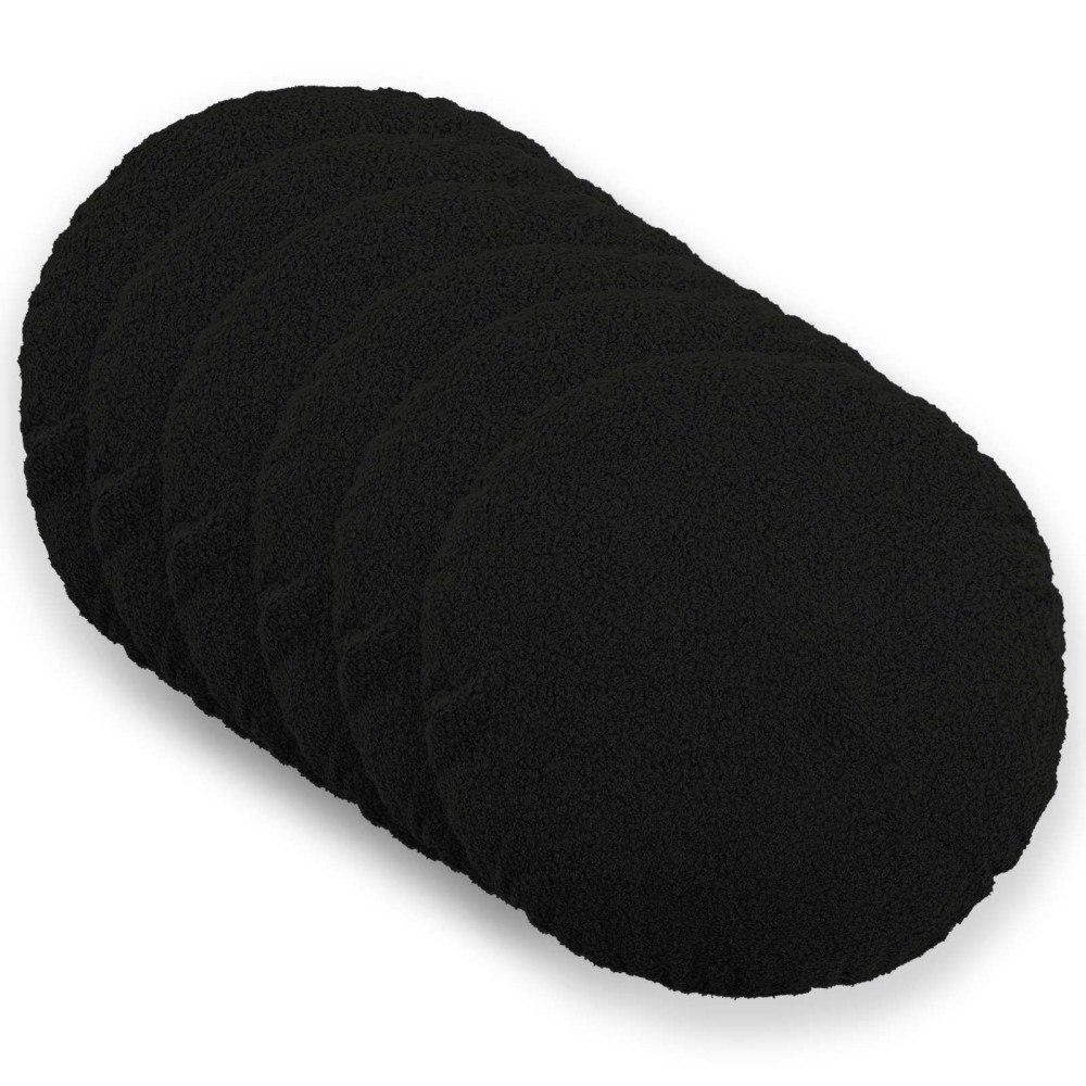 vidaXL Kuddöverdrag 6 st HEERLEN Svart Ø 60 cm Bouclé