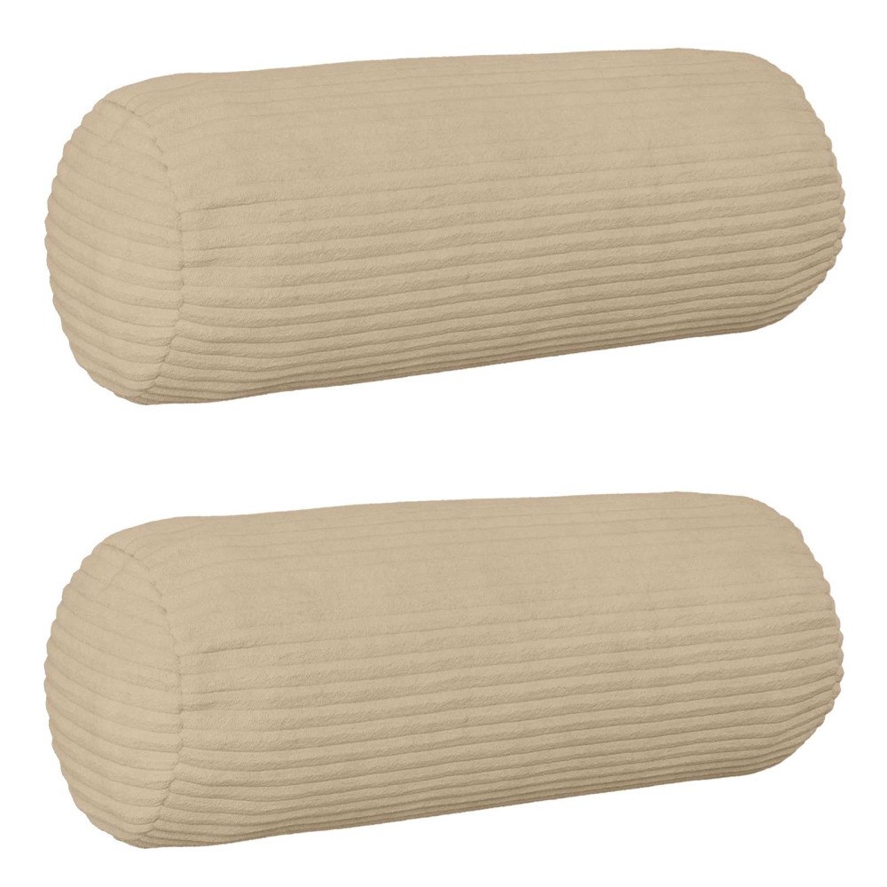 vidaXL Kuddöverdrag 2 st HEERLEN Taupe Ø 15 x 40 cm manchester
