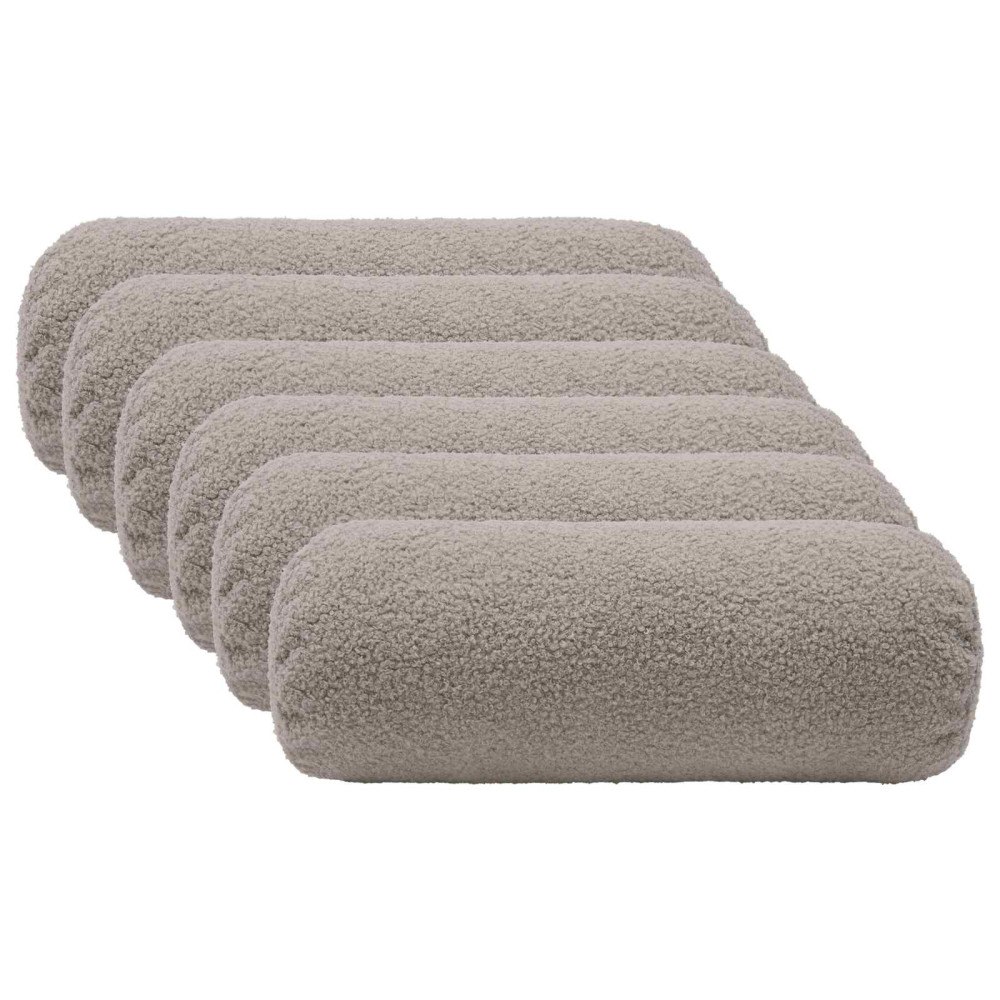 vidaXL Kuddöverdrag 6 st HEERLEN Ljusgrå Ø 15 x 40 cm Bouclé