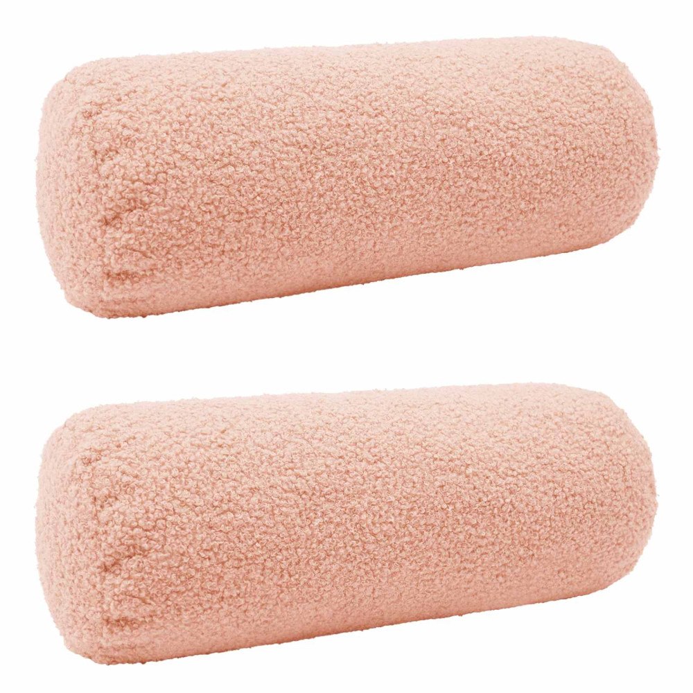 vidaXL Kuddöverdrag 2 st HEERLEN Rosa Ø 15 x 40 cm Bouclé
