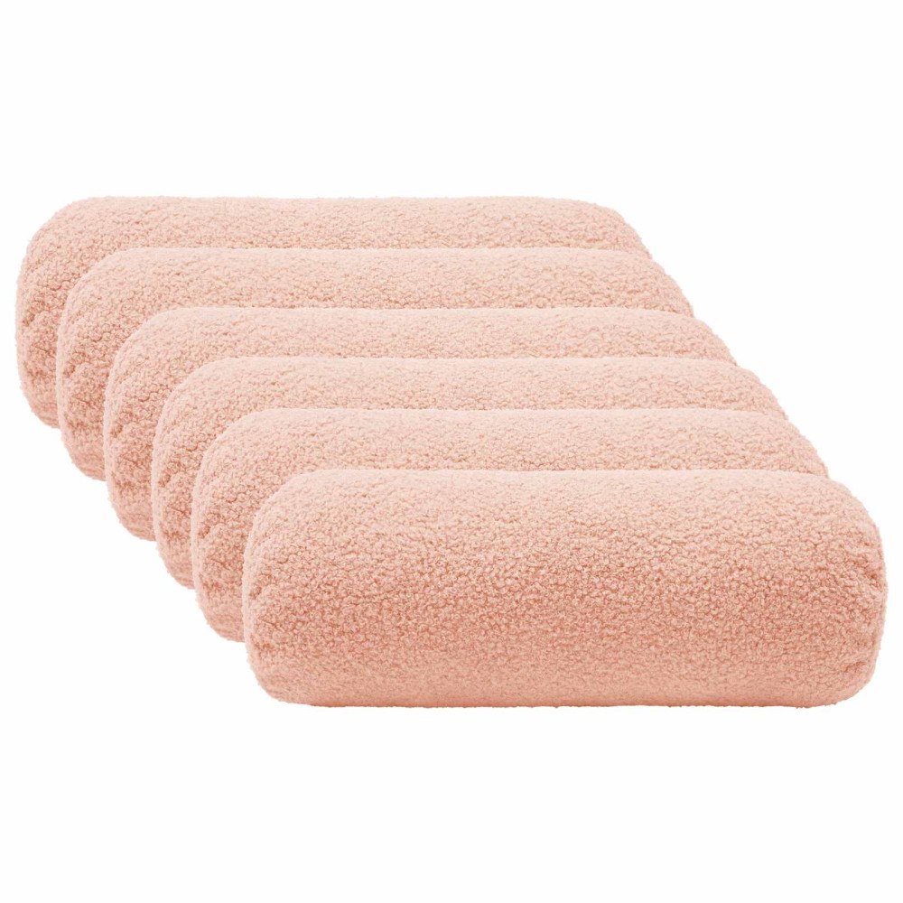 vidaXL Kuddöverdrag 6 st HEERLEN Rosa Ø 15 x 40 cm Bouclé