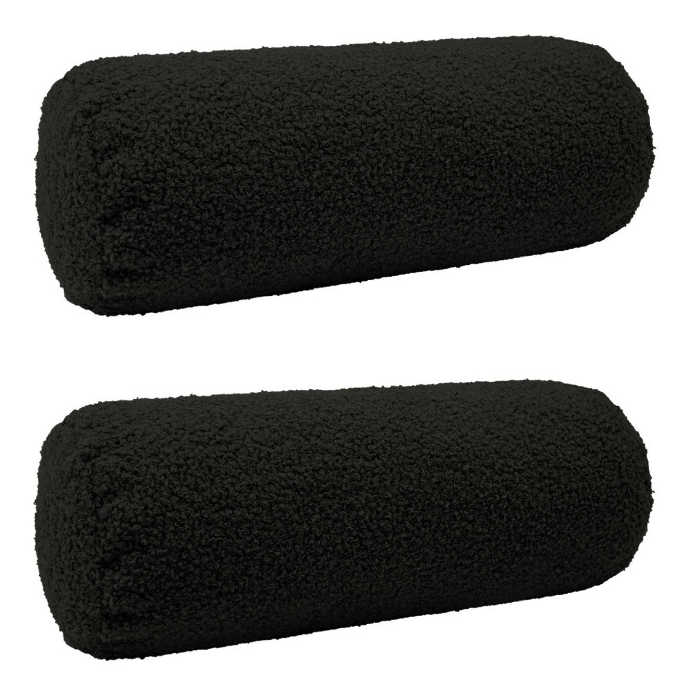 vidaXL Kuddöverdrag 2 st HEERLEN Svart Ø 15 x 40 cm Bouclé