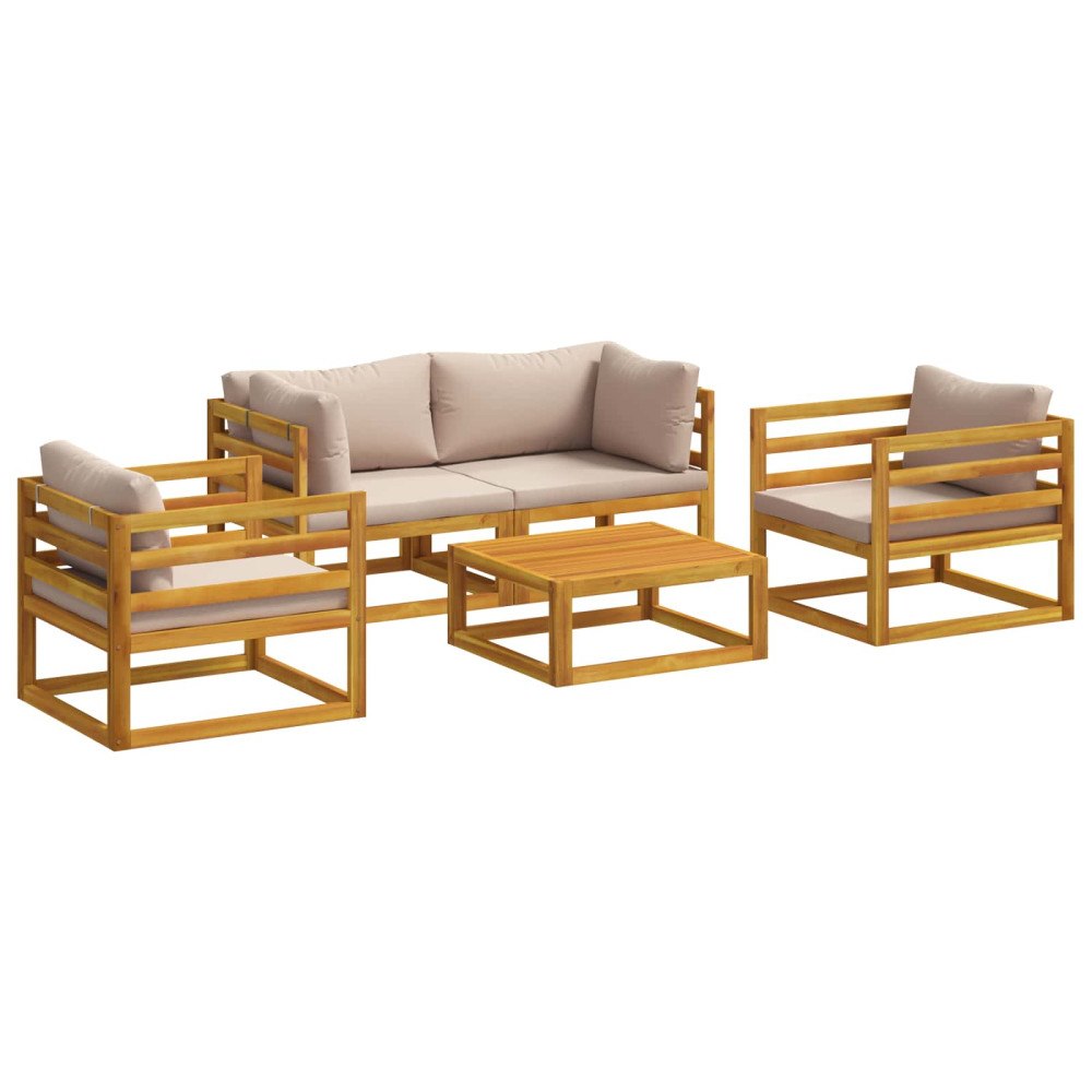 vidaXL 5-delars Trädgårdsloungeset Modular Naturlig Massivt Akaciaträ