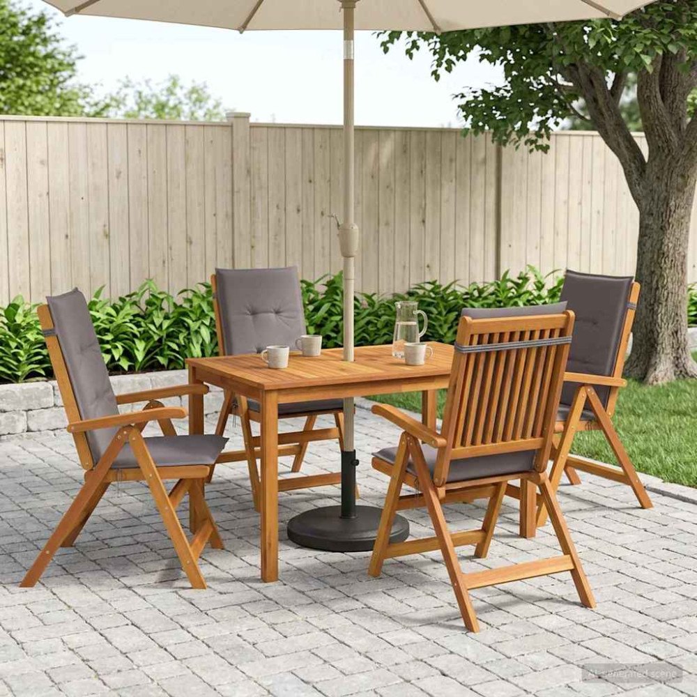 vidaXL 5-Piece Garden Dining Set Naturlig Massivt Akaciaträ