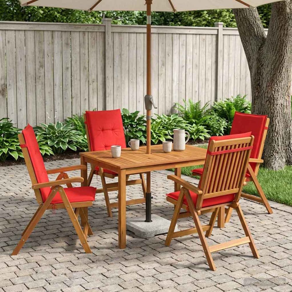 vidaXL 5-Piece Garden Dining Set Naturlig Massivt Akaciaträ