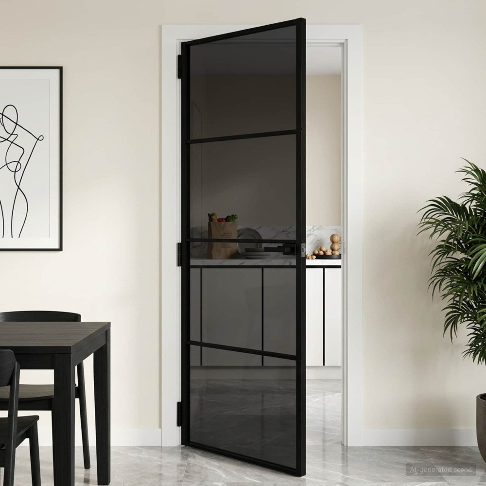 vidaXL Inredningsdörr 76 x 201,5 cm Härdat Glas och Aluminium