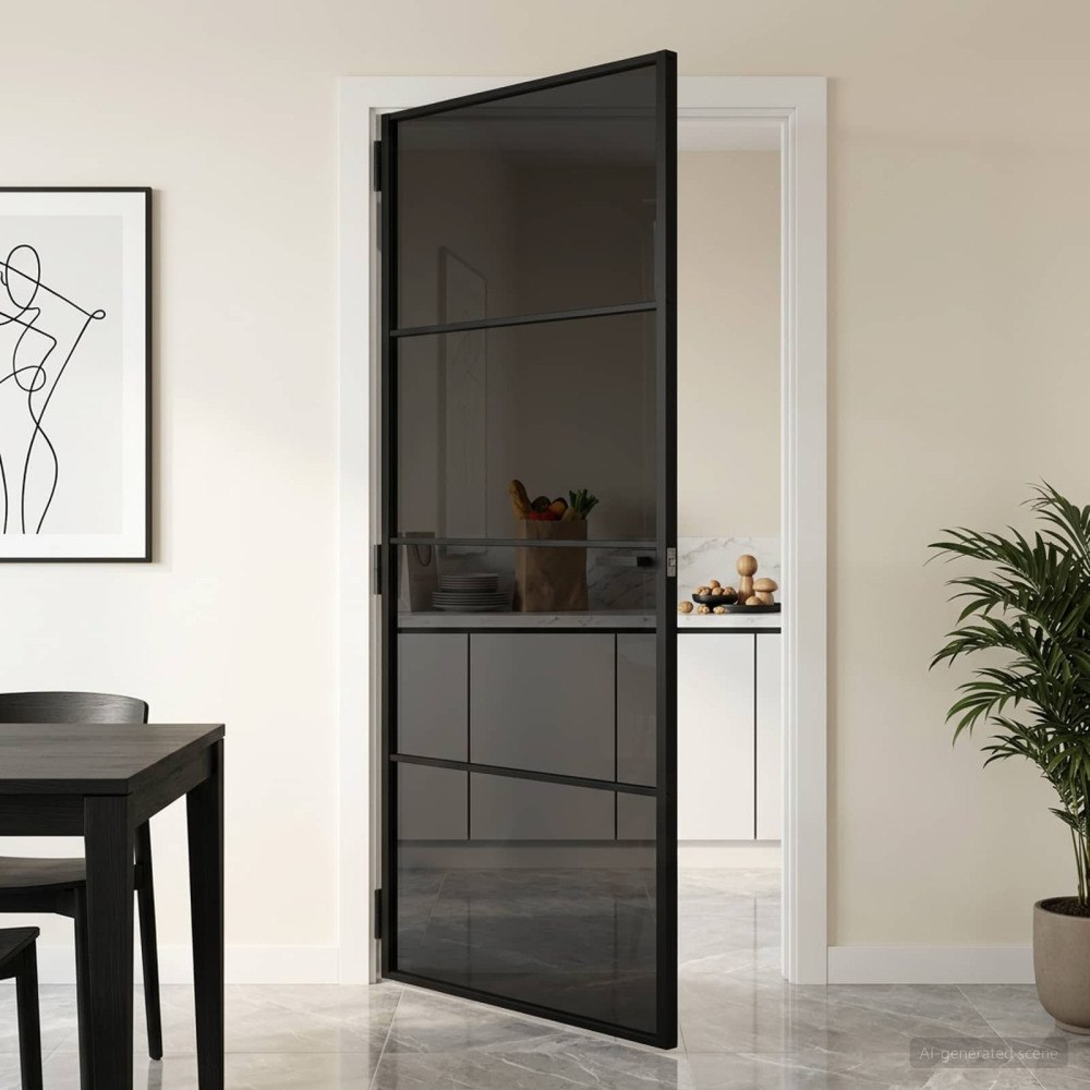 vidaXL Inredningsdörr 93 x 201,5 cm Härdat Glas och Aluminium