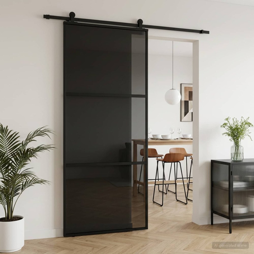 vidaXL Skjutdörr 90 x 205 cm Härdat Glas och Aluminium