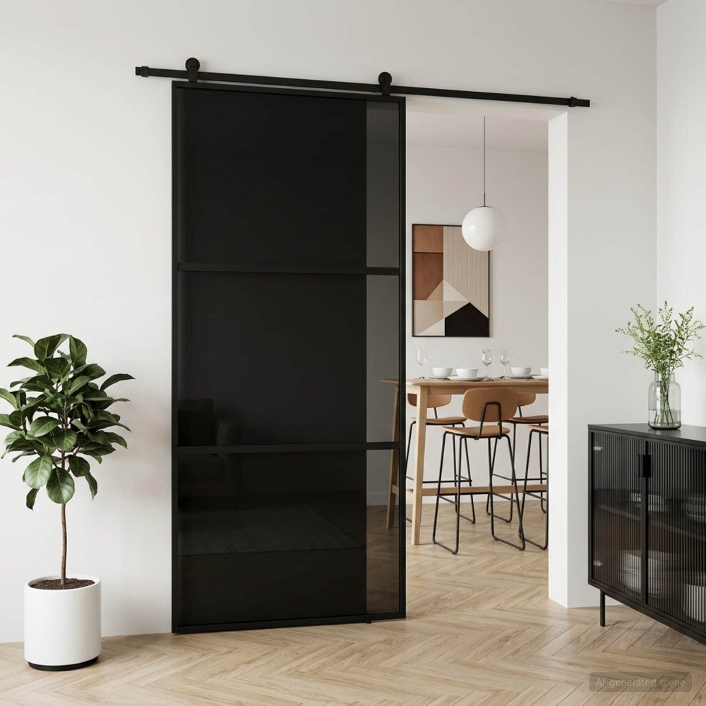 vidaXL Skjutdörr 102 x 205 cm Härdat Glas och Aluminium