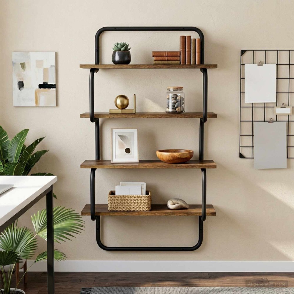 vidaXL 4-Tier Vägghylla Rökt ek 40 x 24,5 x 104 cm Konstruerat trä