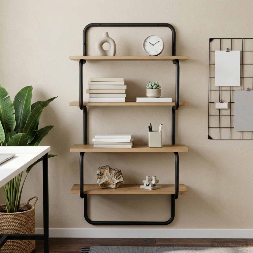 vidaXL 4-Tier Vägghylla Artisan-ek 40 x 24,5 x 104 cm Konstruerat trä