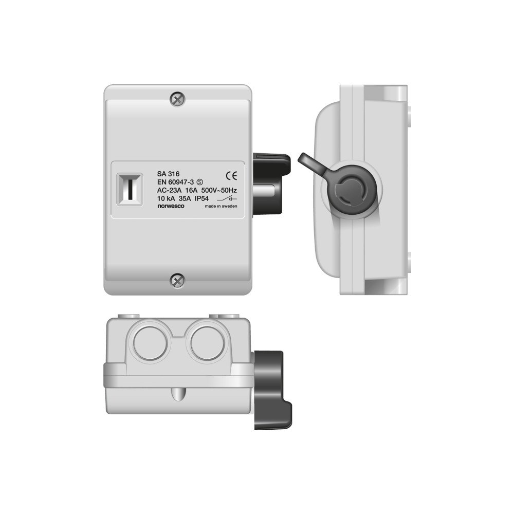 Solar Plus Säkerhetsbrytare 16A 3P+N+JGrå med svart låsbart handtag4xM2...