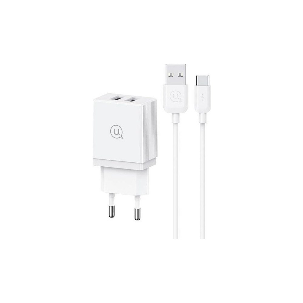 USAMS USAMS nätladdare USAMS Lad. 2xUSB-A + USB-C/USB-A-kabel Fast...