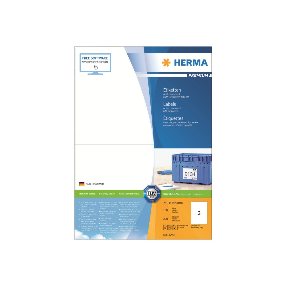 HERMA HERMA Premium - laminerade etiketter - matt - 200 etikett (er) - A5