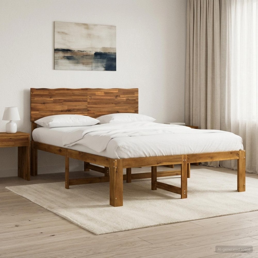 vidaXL Dubbel sängram med huvudgavel ROSTOCK Naturlig 135 x 190 cm
