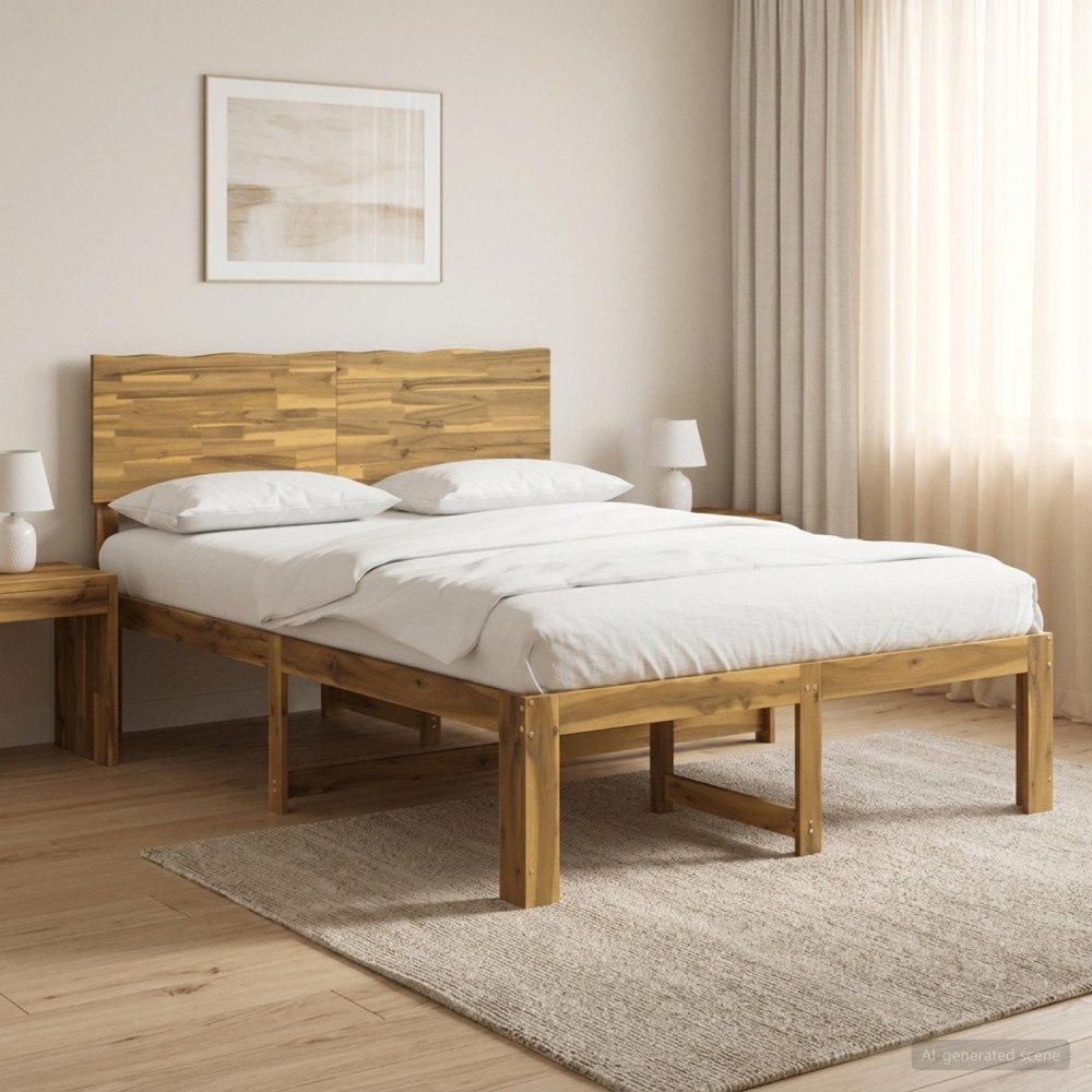vidaXL Dubbel sängram med huvudgavel ROSTOCK Vit 140 x 200 cm
