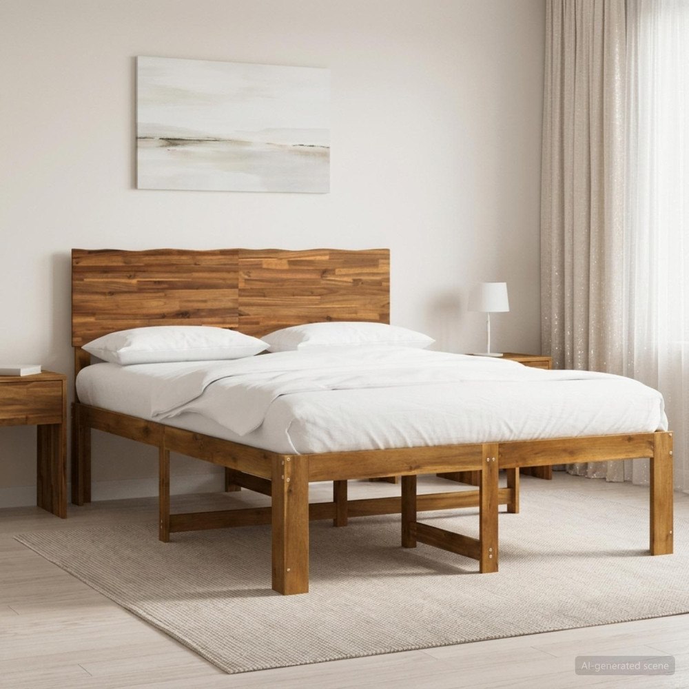 vidaXL Dubbel sängram med huvudgavel ROSTOCK Naturlig 150 x 200 cm