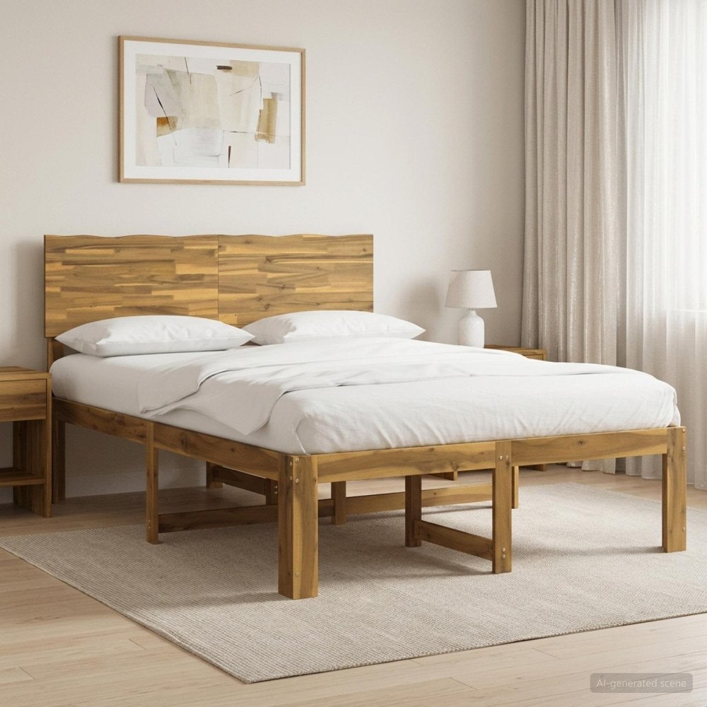 vidaXL Dubbel sängram med huvudgavel ROSTOCK Vit 150 x 200 cm
