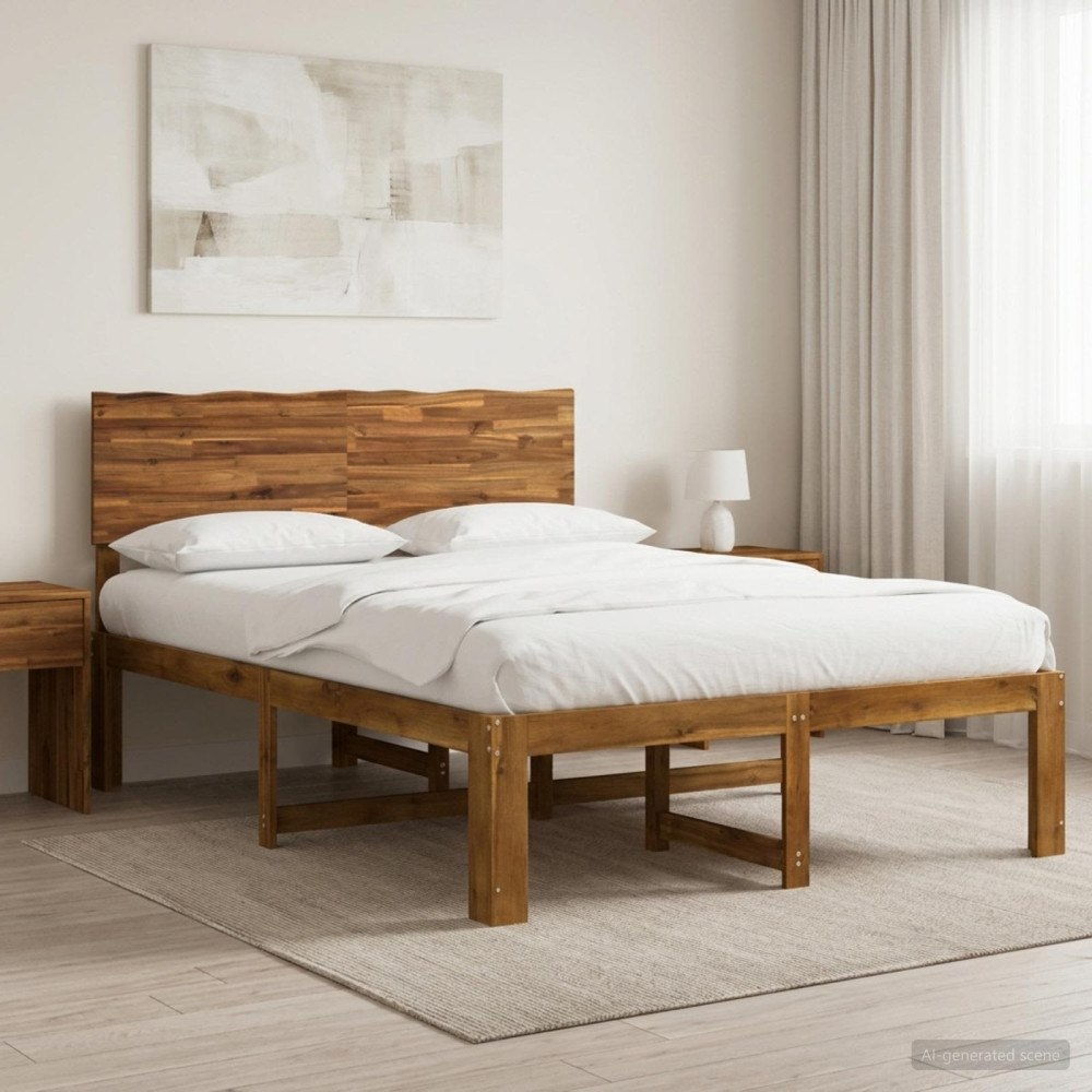 vidaXL Dubbel sängram med huvudgavel ROSTOCK Naturlig 160 x 200 cm