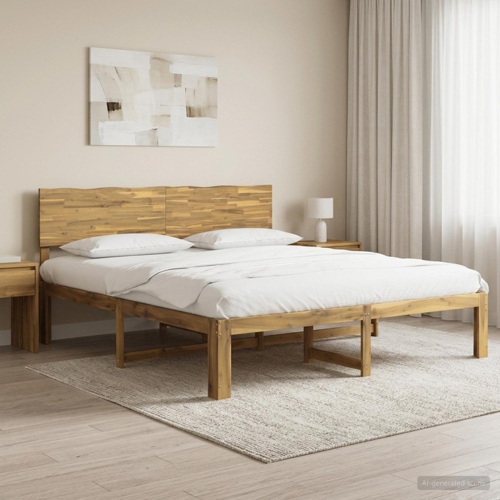 vidaXL Dubbel sängram med huvudgavel ROSTOCK Vit 200 x 200 cm