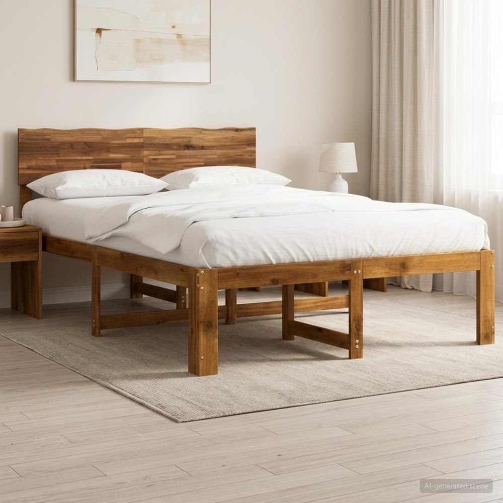 vidaXL Dubbel sängram med huvudgavel ROSTOCK Naturlig 160 x 200 cm