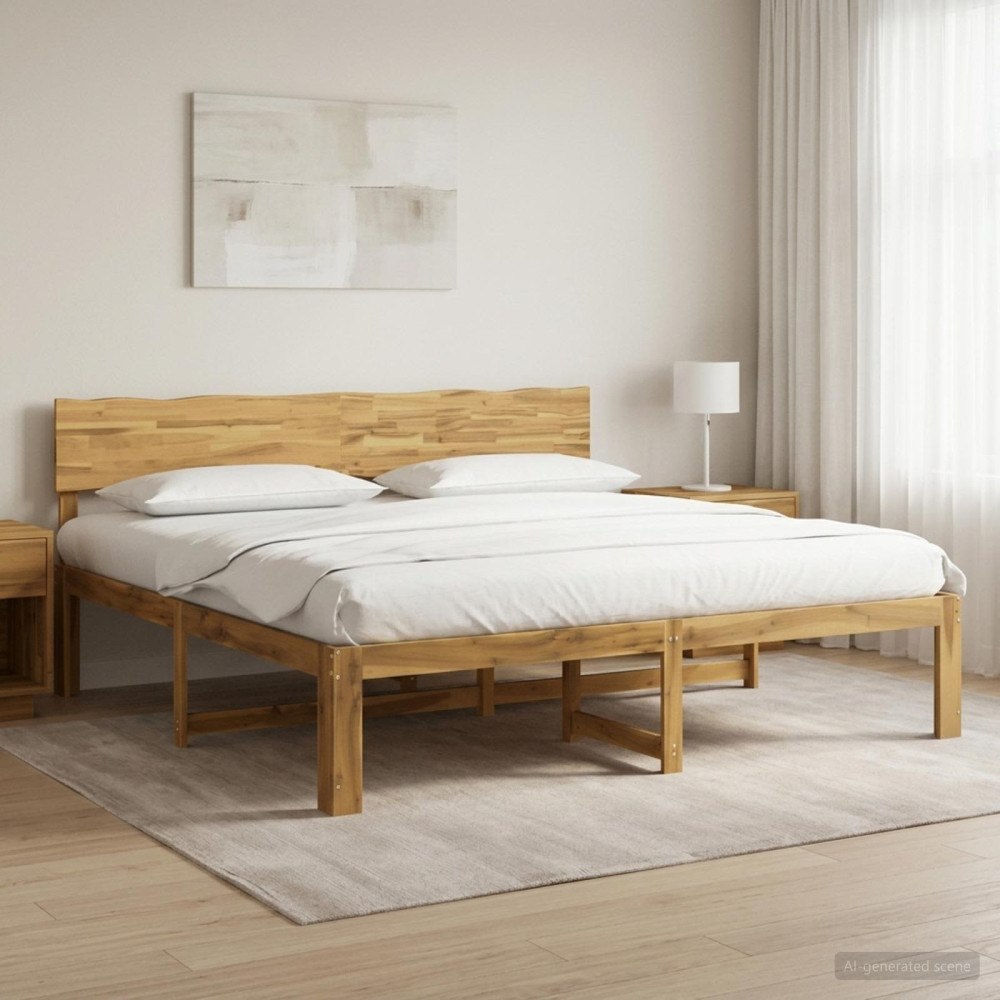 vidaXL Dubbel sängram med huvudgavel ROSTOCK Vit 200 x 200 cm
