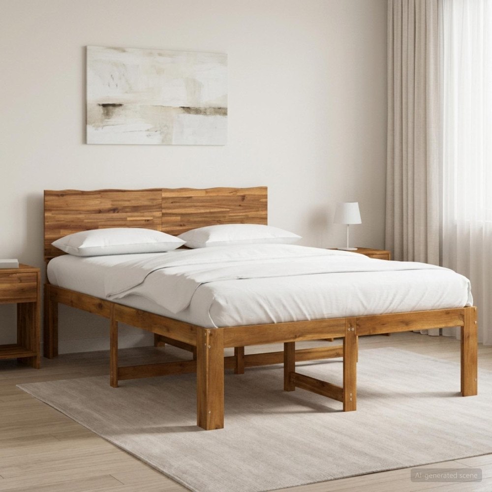vidaXL Dubbel sängram med huvudgavel ROSTOCK Naturlig 150 x 200 cm