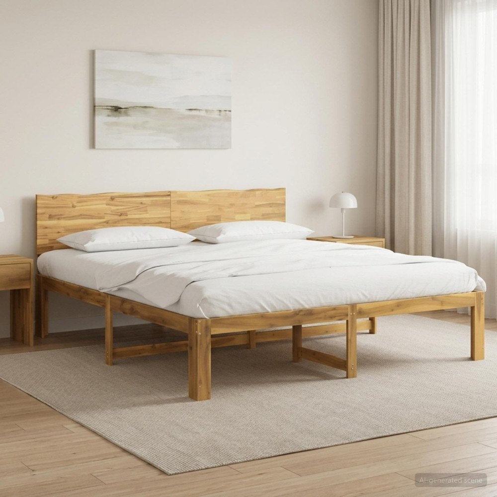 vidaXL Dubbel sängram med huvudgavel ROSTOCK Vit 200 x 200 cm