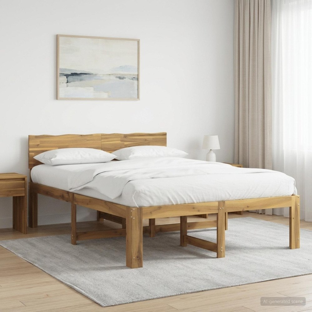 vidaXL Dubbel sängram med huvudgavel ROSTOCK Vit 150 x 200 cm