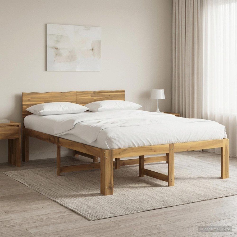 vidaXL Dubbel sängram med huvudgavel ROSTOCK Vit 160 x 200 cm