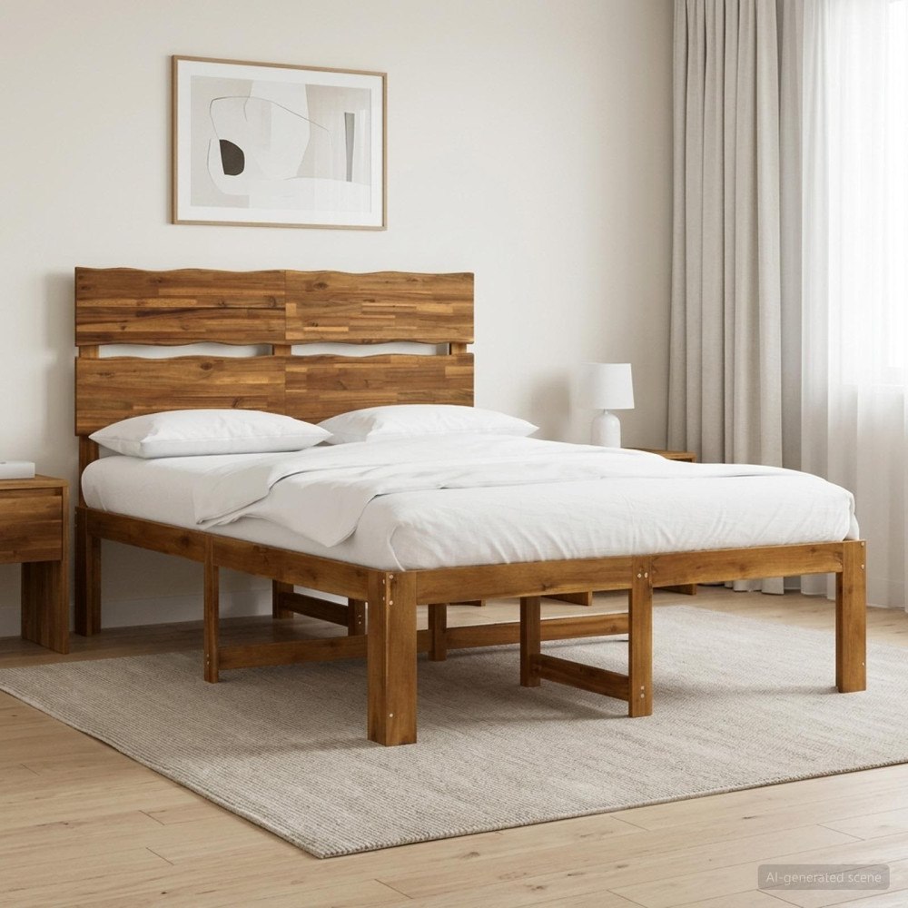 vidaXL Dubbel sängram med huvudgavel ROSTOCK Naturlig 120 x 190 cm