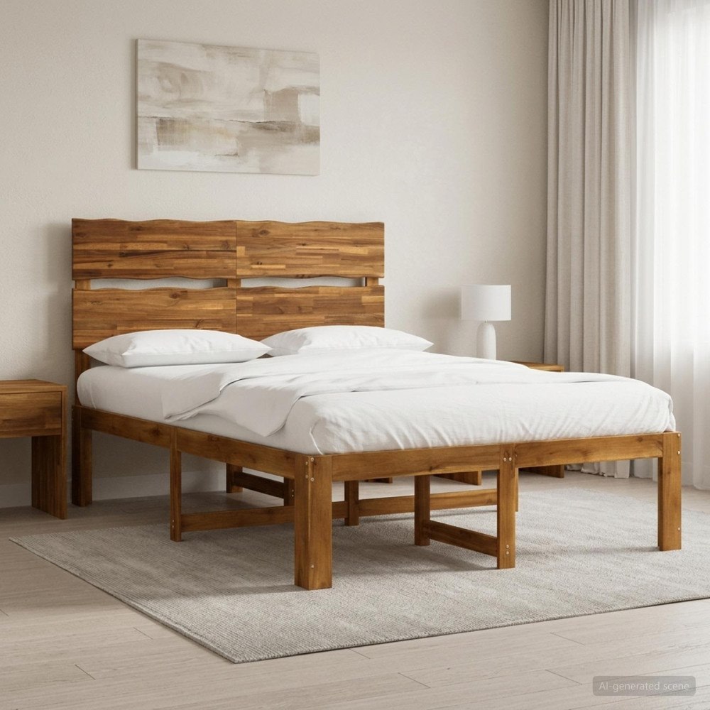 vidaXL Dubbel sängram med huvudgavel ROSTOCK Naturlig 135 x 190 cm