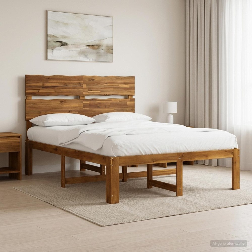 vidaXL Dubbel sängram med huvudgavel ROSTOCK Naturlig 140 x 190 cm