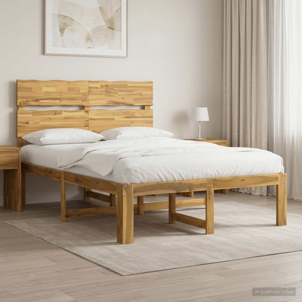 vidaXL Dubbel sängram med huvudgavel ROSTOCK Vit 150 x 200 cm