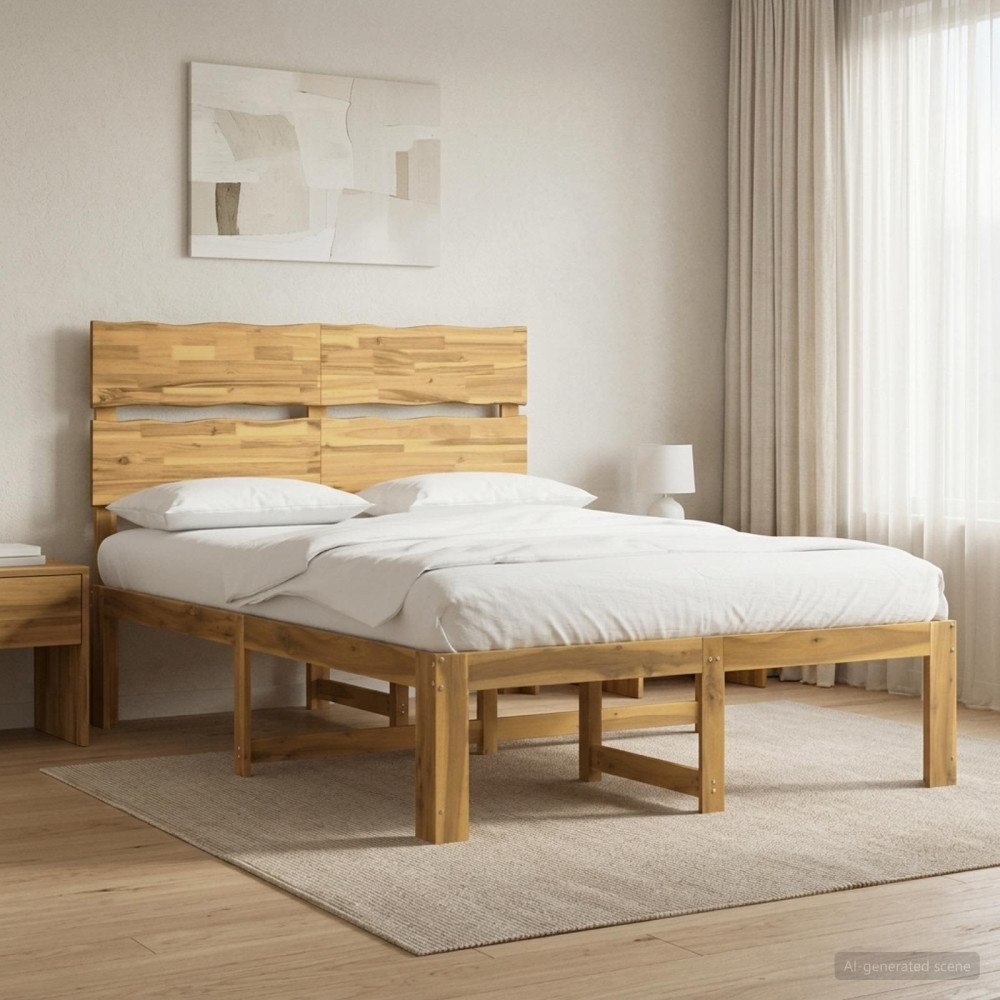 vidaXL Dubbel sängram med huvudgavel ROSTOCK Vit 160 x 200 cm