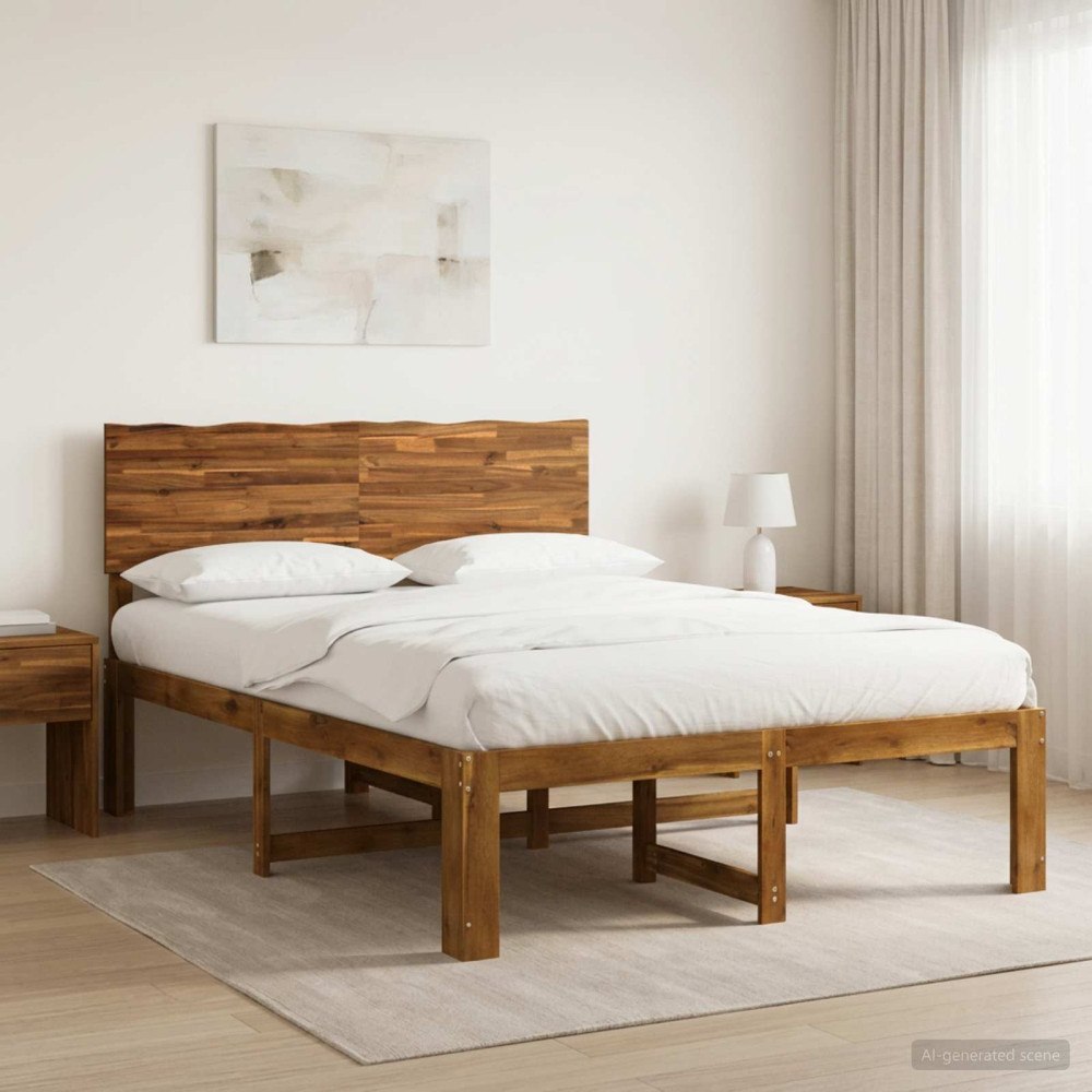 vidaXL Dubbel sängram med huvudgavel ROSTOCK Naturlig 152 x 203 cm