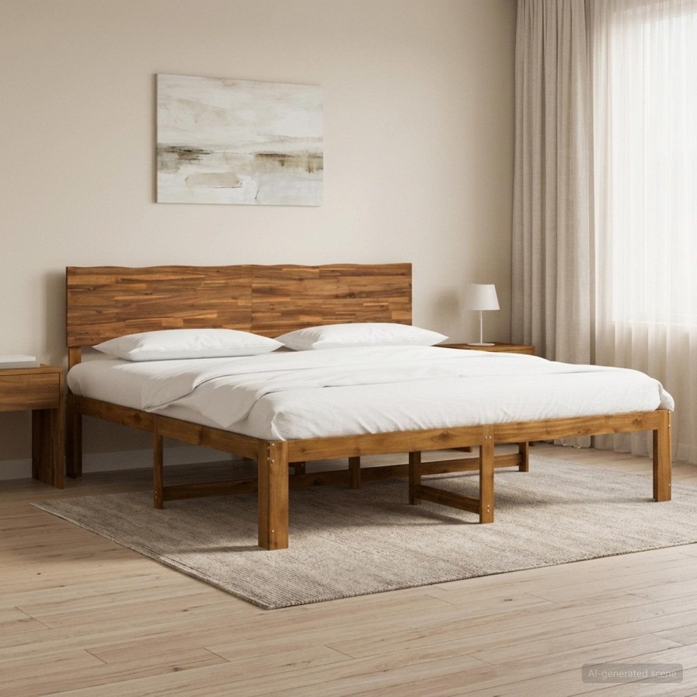 vidaXL Dubbel sängram med huvudgavel ROSTOCK Naturlig 193 x 203 cm